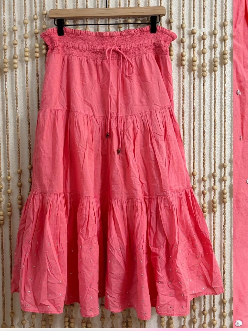 Vintage Coral Pink Tiered Maxi Skirt